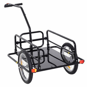 Folding Bicycle Cargo Trailer Luggage Trailer Garden Patio Tool Black