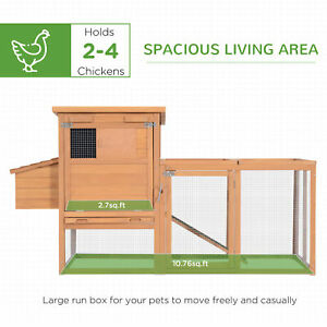 73.5" Deluxe Wooden Chicken Coop Hen Poultry Pet Cage W/ Run Nesting Box Tray