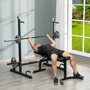 Multi-Function Barbell Squat Rack Stand Adjustable Weight Lifting Bench Press