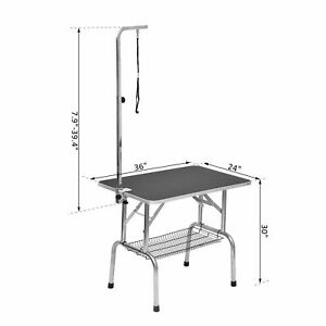 36" Large Pet Grooming Foldable Table Dog Cat Adjustable Arm Basket