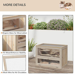 Wooden Hamster Cage Mice Rodents Hutch House 2 Levels Small Animals