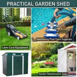 80"x 52" Garden Storage Shed Tool Kit Lockable Yard Garden Metal Green