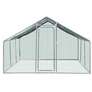 Chicken Cage Enclosure 3 Rooms Pet Backyard Coop with Cover, Silver