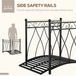 Decorative Garden Bridge Arc Footbridge with Guardrails for Pond Stream Creek