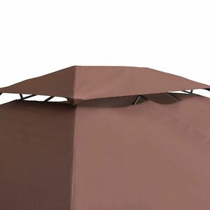 13' x 10' 2 Tier Gazebo Canopy Top Cover Replacement Garden Patio Brown