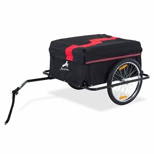 Folding Bike Cargo Trailer w/ Rain Cover Bicycle Large Carrier Cart Yard Patio