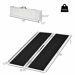 Portable Wheelchair Ramp Wheelchair Ramp for Steps 4' Aluminum Skidproof