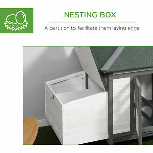 Chicken Coop Small Animal Pet Cage w/ Nesting Box Outdoor Run Backyard Wooden