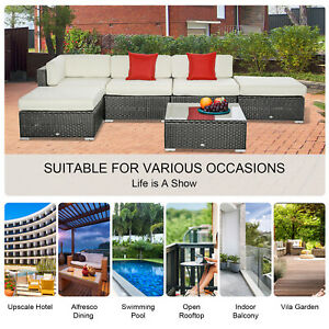 6 PCS Outdoor PE Rattan Sofa Sectional Patio Furniture Set w/Cushion