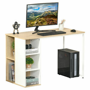 Home Office Computer Desk w/ Storage Shelves Writing Table Workstation Oak Tone