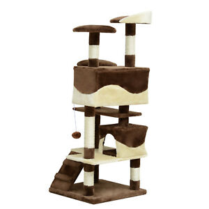 52" Cat Scratching Tree Large Kitten Play House  Activity Center Pet Furniture