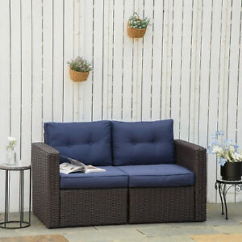 2 PCS PE Rattan Wicker Patio Corner Sofa Set Freely Combination Garden Furniture