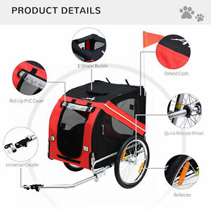 Pet Trailer Dog Bike Carrier w/ Hitch High Quality Red Black