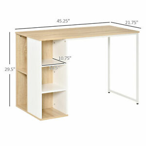 Home Office Computer Desk w/ Storage Shelves Writing Table Workstation Oak Tone