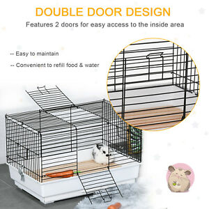 Small Animal Cage Habitat for Rabbit Bunny Guinea Pig Pet Mink w/ Slide-out Tray