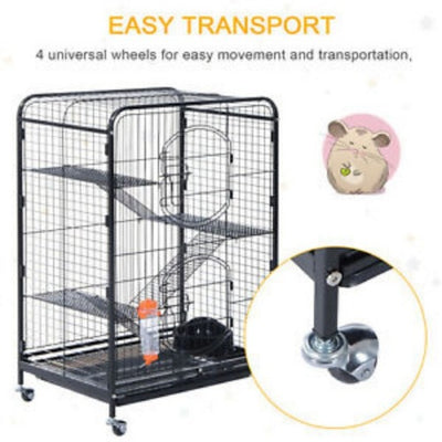 37" Pet Cage Portable Kennel Steel Rabbit Guinea Pig Cage Small Animal House BK