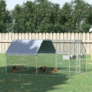 Large Metal Walk-In Chicken Coop Run Cage Outdoor Cover