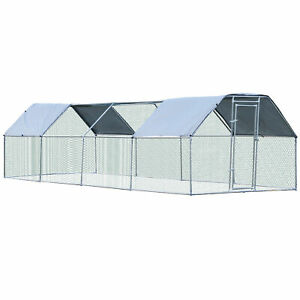 Large Metal Walk-In Chicken Coop Run Cage Outdoor Cover