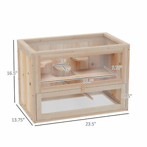 Wooden Hamster Cage Mice Rodents Hutch House 2 Levels Small Animals