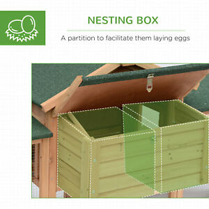 80 inch Wood Chicken Coop Poultry Hen House w/ Run Nesting Box Backyard