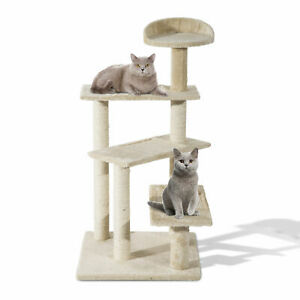 39” Cat Scratching Tree Climbing Tower Post Revolving Step Pet Furniture