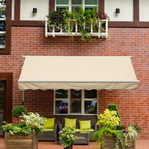 13’x8’ Sun Shade Patio Awning Waterproof Manual Retractable Outdoor polyester