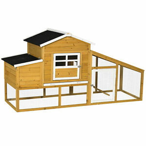 Outdoor Pet House Chicken Coop with Removable Tray, Nesting Box, Run, Ramp