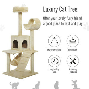 52” Scratching Cat Tree Condo Pet Kitten Furniture Activity Center Beige