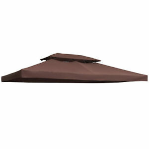 13' x 10' 2 Tier Gazebo Canopy Top Cover Replacement Garden Patio Brown