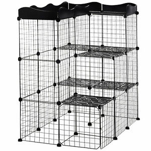 Pet Playpen DIY Small Animal Cage w/ Door Ramp Indoor Outdoor for Cat Pet Mink