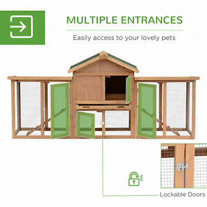 80 inch Wood Chicken Coop Poultry Hen House w/ Run Nesting Box Backyard