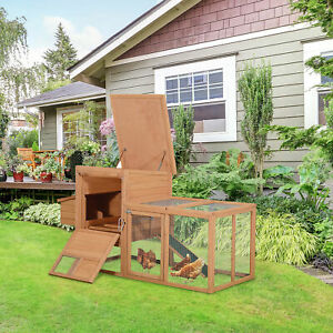 73.5" Deluxe Wooden Chicken Coop Hen Poultry Pet Cage W/ Run Nesting Box Tray