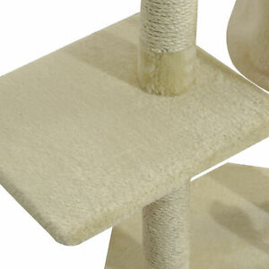 44" Scratching Cat Tree Multi Level Activity Center Kitty Condo Furniture Beige