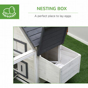 65" Wood Backyard Chicken Coop Poultry House w/ Nesting Box/Ramp/Run/Ladder