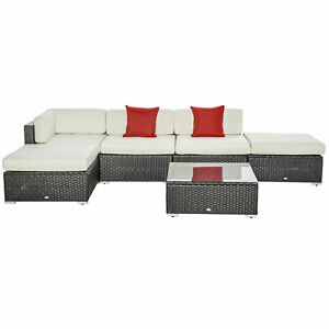 6 PCS Outdoor PE Rattan Sofa Sectional Patio Furniture Set w/Cushion