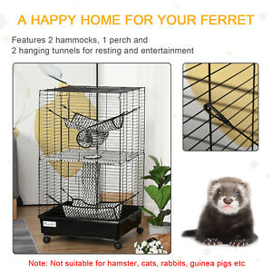 Small Animal Cage Habitat Pet Play House for Ferret w/ Wheels Hammocks Tunnels