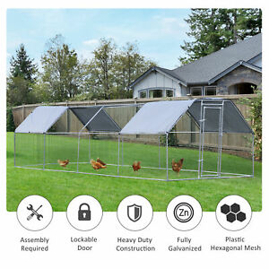 Large Metal Walk-In Chicken Coop Run Cage Outdoor Cover