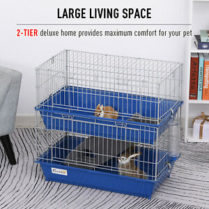 2-Tier Small Animal Cage Pet Mink Chinchilla Guinea Pig Hutch Pet Play House