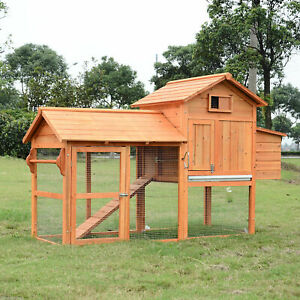 82" Deluxe Backyard Wood Chicken Coop Poultry Habitats Hutch House