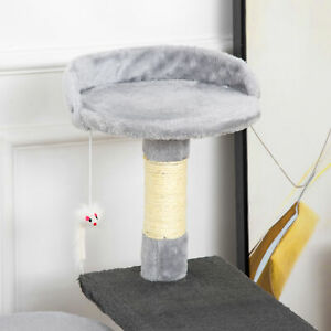 39" Cat Tree Scratching Post Condo House with Hanging Toy Grey