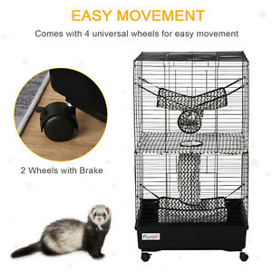 Small Animal Cage Habitat Pet Play House for Ferret w/ Wheels Hammocks Tunnels