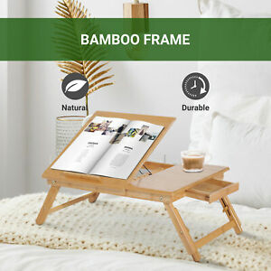 Foldable Bamboo Laptop Stand Notebook  PC Desk Table Stand Bed Tray w/ Drawer