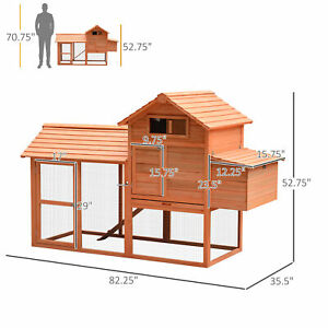 82" Deluxe Backyard Wood Chicken Coop Poultry Habitats Hutch House