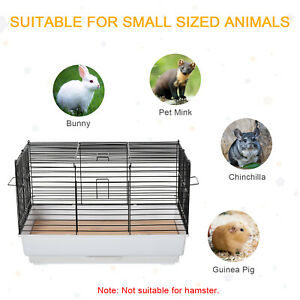 Small Animal Cage Habitat for Rabbit Bunny Guinea Pig Pet Mink w/ Slide-out Tray