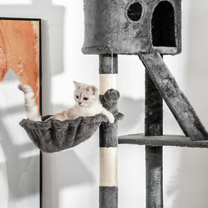 94"-102" Huge Cat Tree Ceiling High Cat Activity Center Multilevel Playhouse