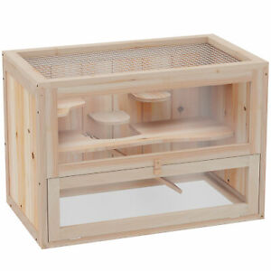 Wooden Hamster Cage Mice Rodents Hutch House 2 Levels Small Animals