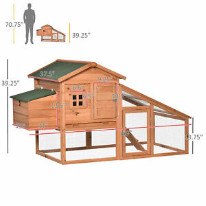 Deluxe Chicken Coop Small Animal Habitat w/ Outdoor Run Area Yellow and Green