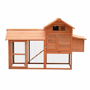 82" Deluxe Backyard Wood Chicken Coop Poultry Habitats Hutch House