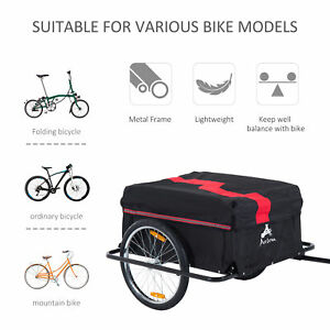 Folding Bike Cargo Trailer w/ Rain Cover Bicycle Large Carrier Cart Yard Patio