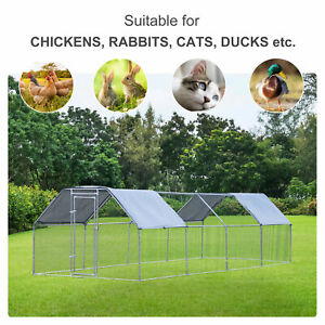 Large Metal Walk-In Chicken Coop Run Cage Outdoor Cover